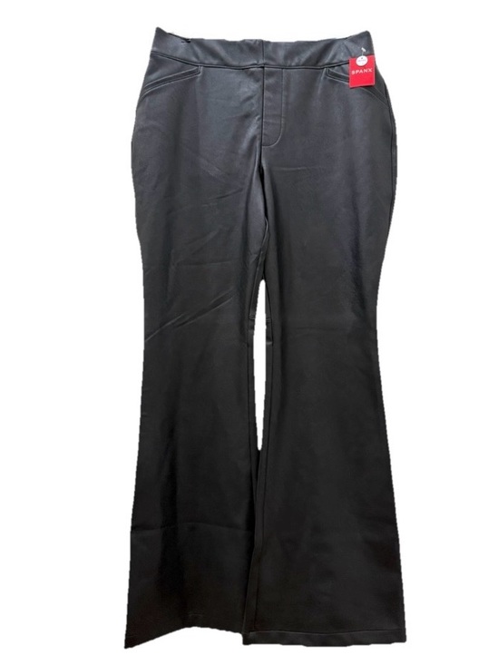 SPANX Pants - SPANX 20457Q Leather Like Flare Luxe Black Pull On Pants Size 1X Petite NWT